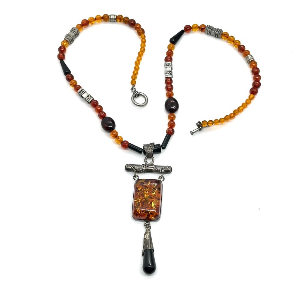 Sterling Lori Bonn Designer Amber Necklace